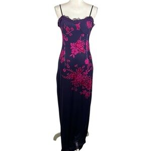 Whimsigoth Goth Whimsical Floral Purple & Pink Prom Cocktail Maxi Dress Size L
